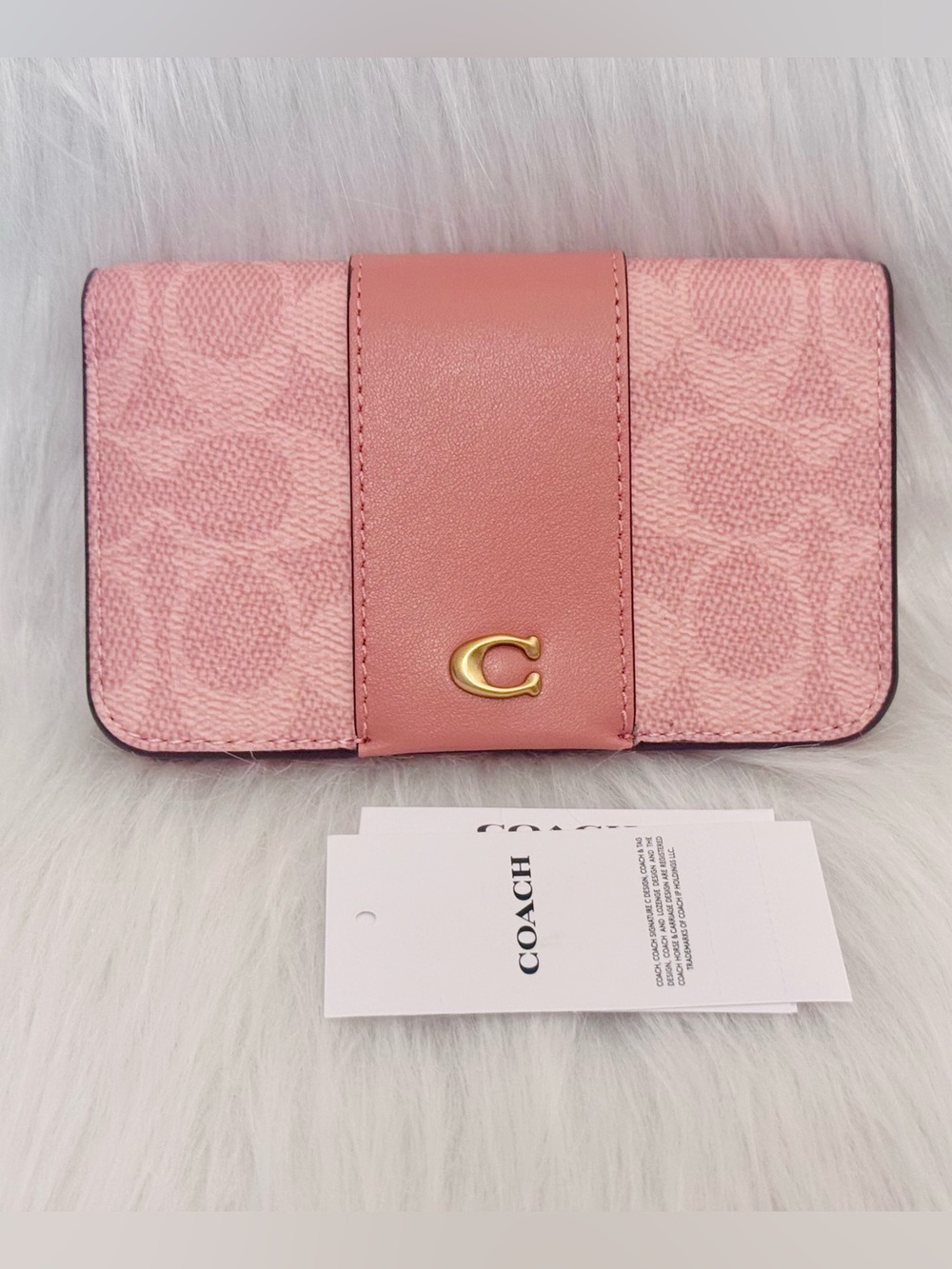 NWT Coach Essential Slim Card Case In Signature Canvas Melon Pink CR542 Wallet